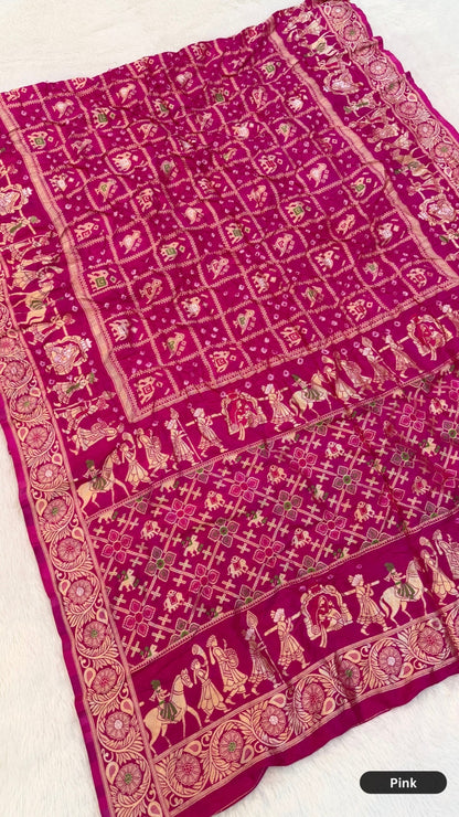 The Real Rajawadi Hand Bandhani Saree