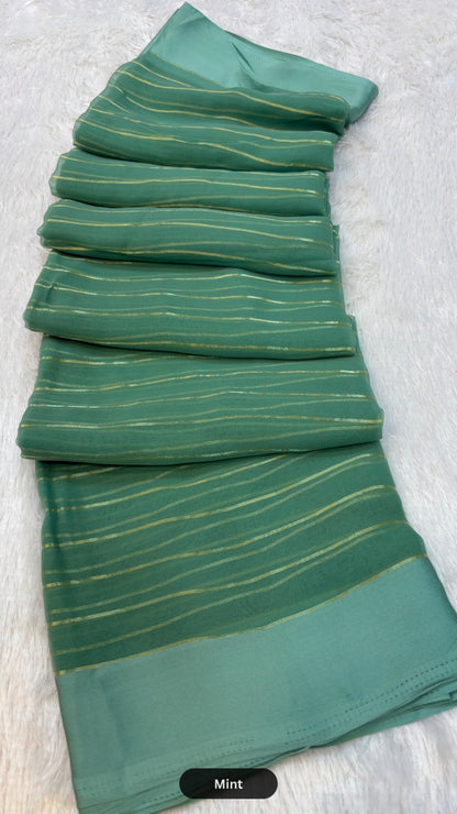 Royal Georgette Saree Darabari Look