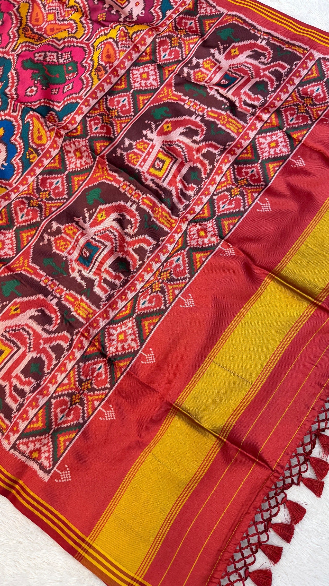New Semi Ikkat Patola Saree with Beautiful Tussle Vol.2