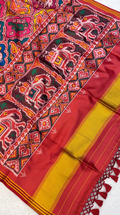 New Semi Ikkat Patola Saree with Beautiful Tussle Vol.2