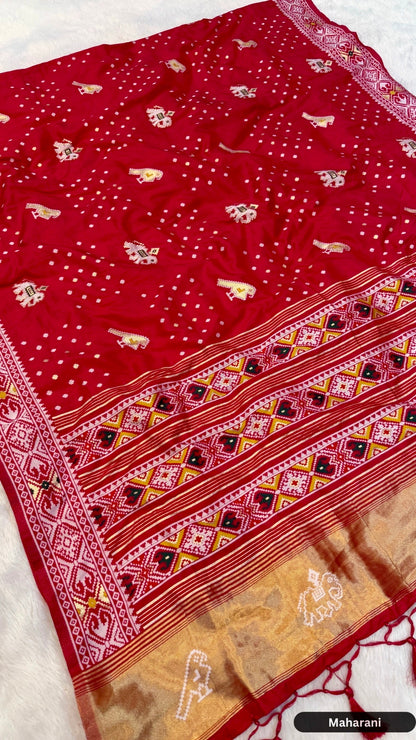 Weaving Patola Bandhej Saree (Lagadi Patta)