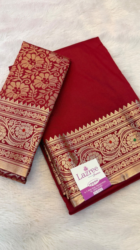 Plain Banarasee Saree with Heavy Blouse (9)