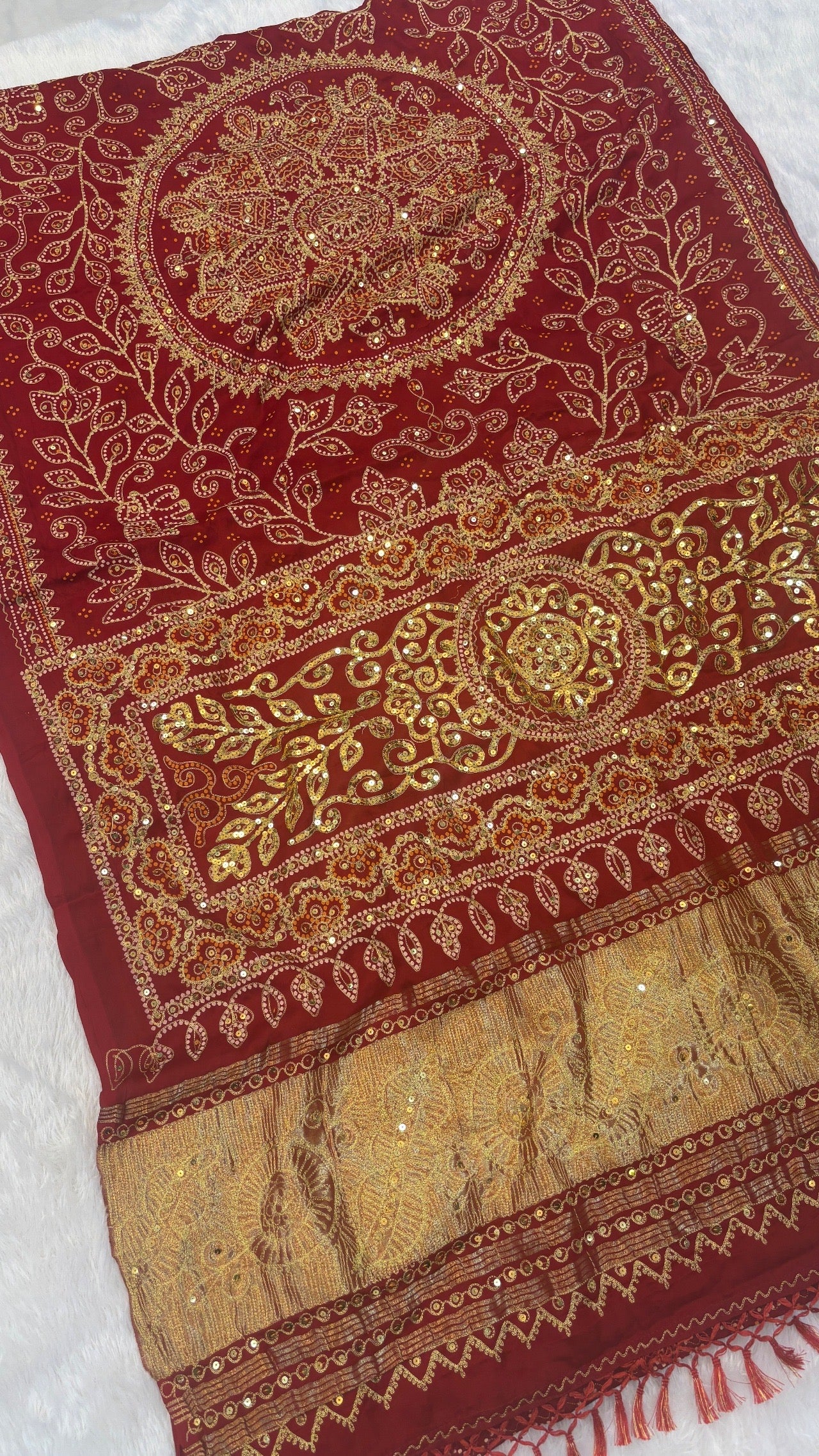 SvarṇaVastra :- Untouched and Sacred Saree with Sequence Work (Sudarshana Chakra)