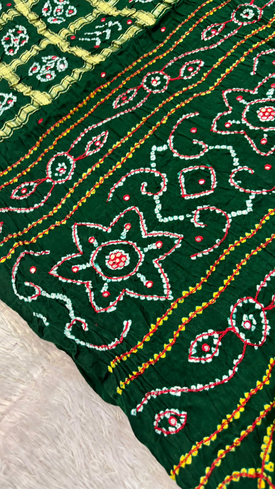 Pure Gaji Silk Abbhli Work Gharchola (Green)