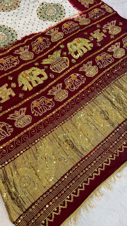 SvarṇaVastra :- Untouched and Sacred Saree with Sequence Work (Royal Hathi)