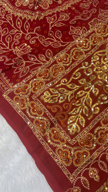 SvarṇaVastra :- Untouched and Sacred Saree with Sequence Work (Sudarshana Chakra)