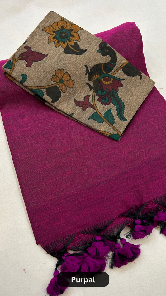 Handloom Summer Saree - Purpal