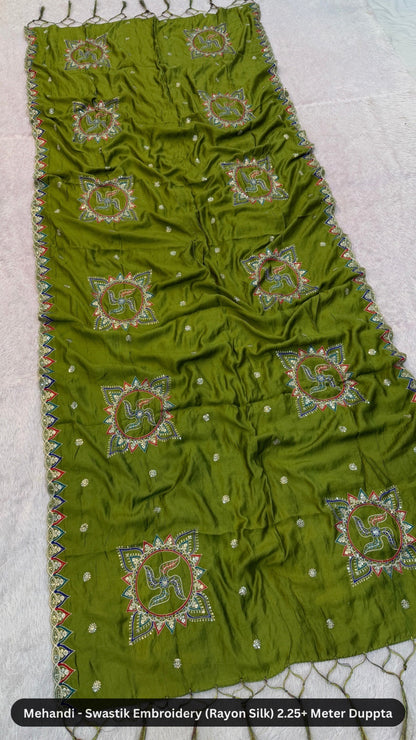 Swastik Embroidery Work Duppta