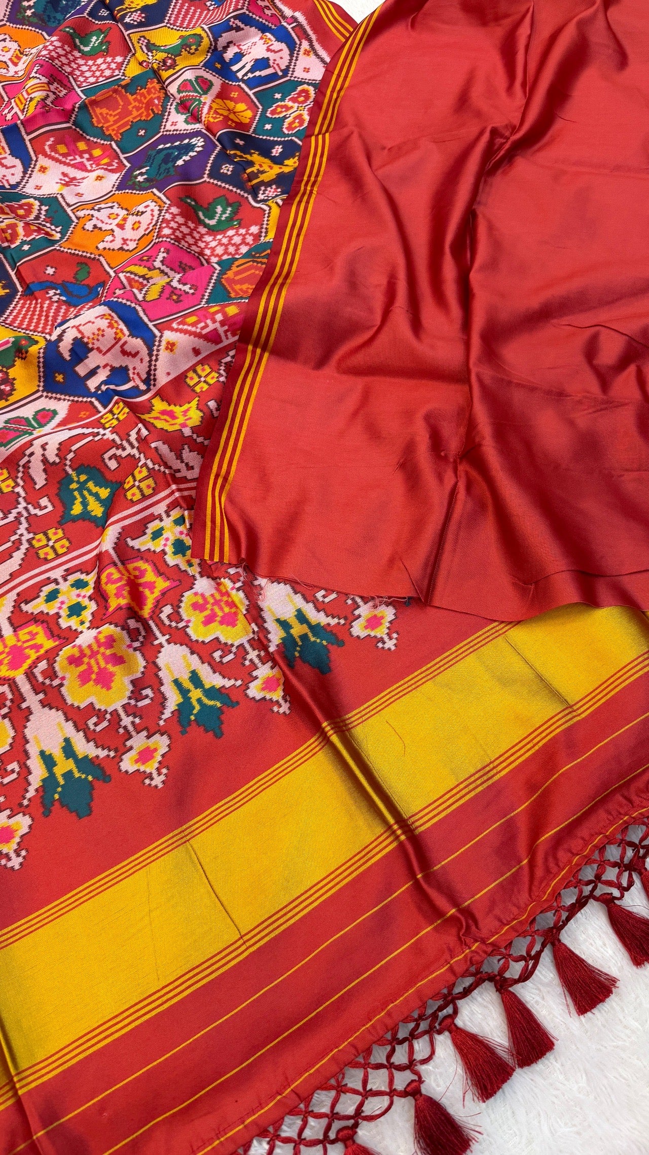 New Semi Ikkat Patola Saree with Beautiful Tussle Vol.3