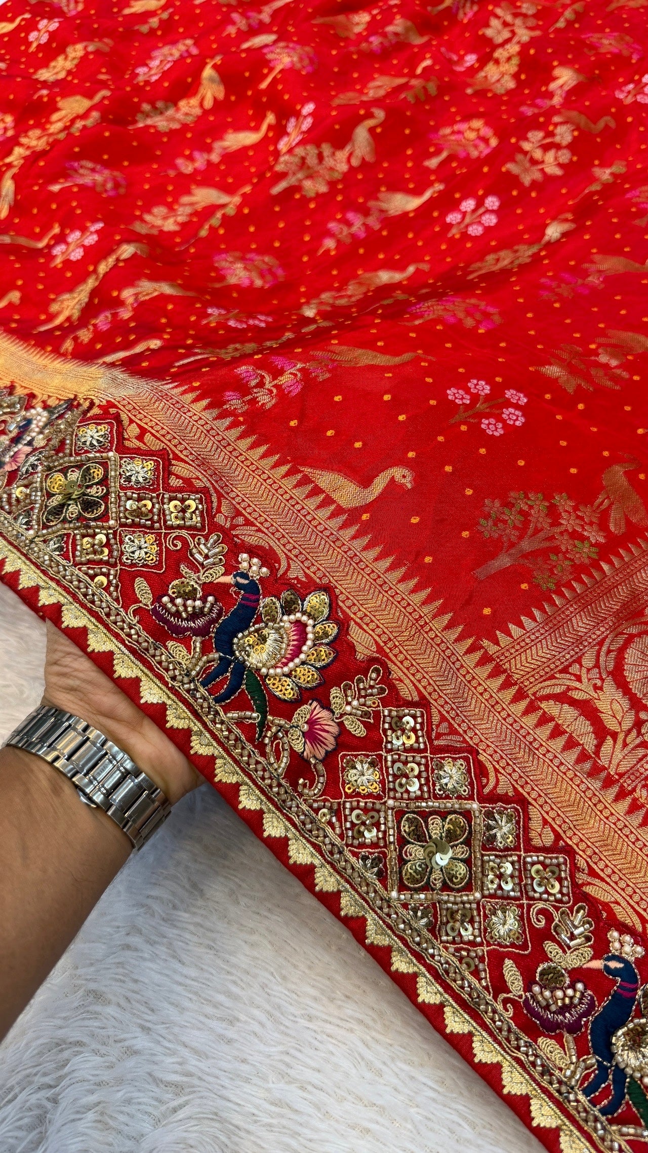 Laal Pari - The Handloom Atelier Handwork Saree (Mayur Vatika)