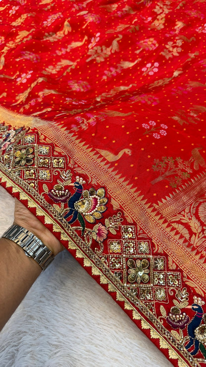 Laal Pari - The Handloom Atelier Handwork Saree (Mayur Vatika)