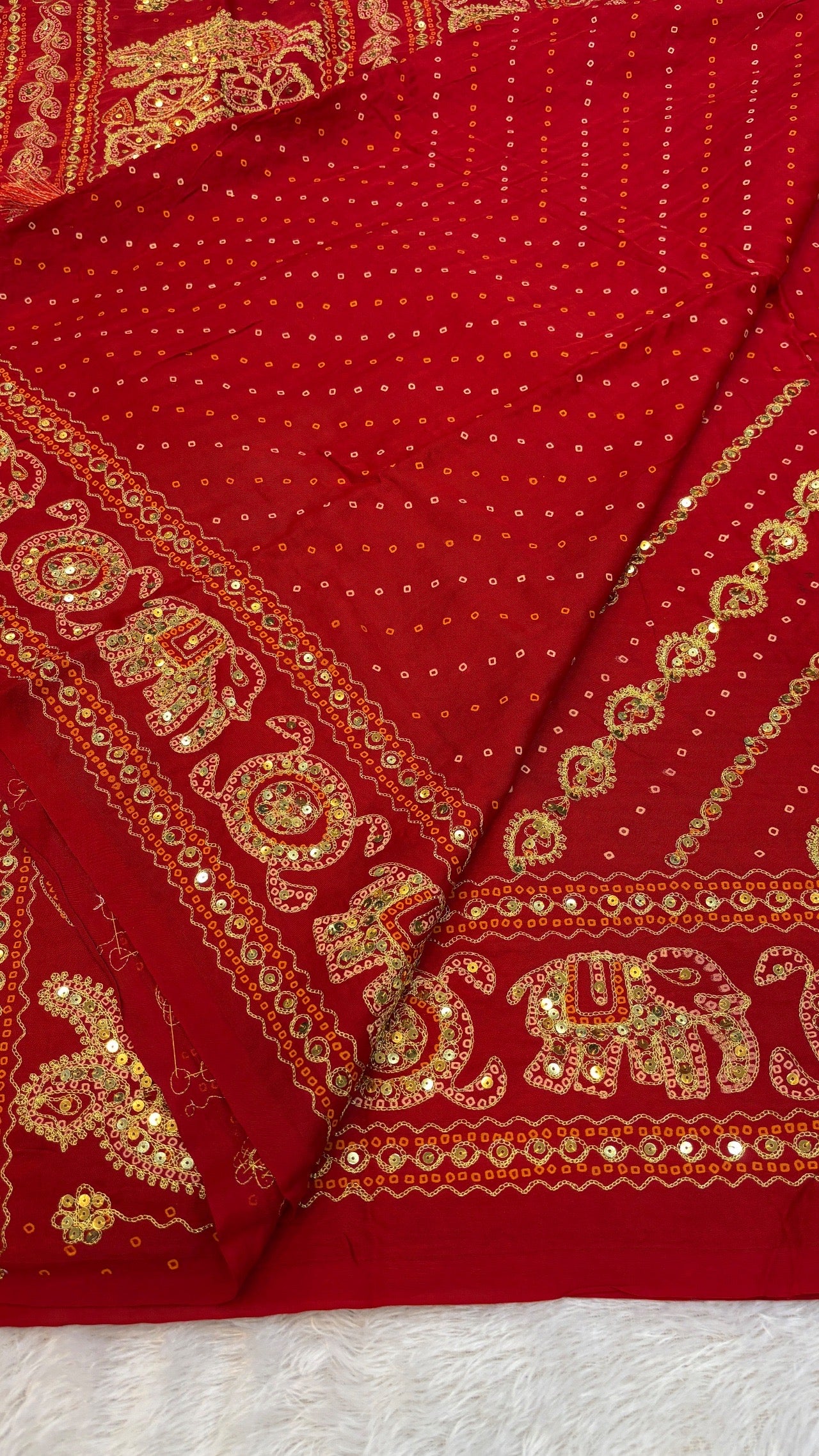 SvarṇaVastra Lehariya :- Untouched and Sacred Saree with Sequence Work