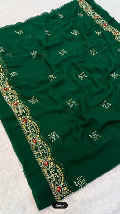 Rajasthani Handwork Swastik Saree