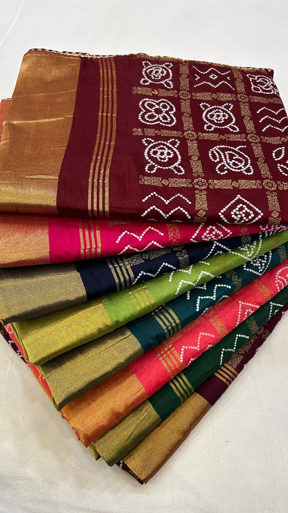 Naxi Chex Gharchola Bandhej Sarees