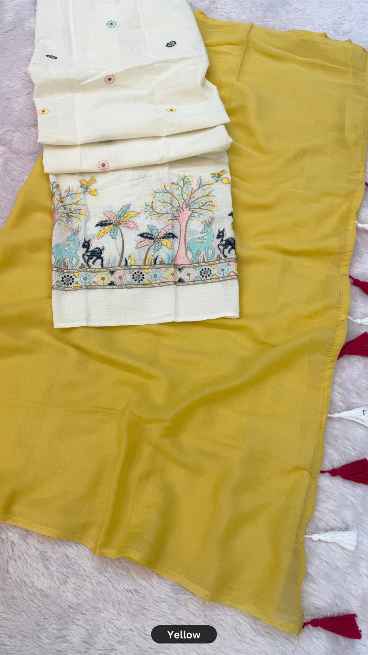 Khadi Aura Designer Chiffon Saree Set