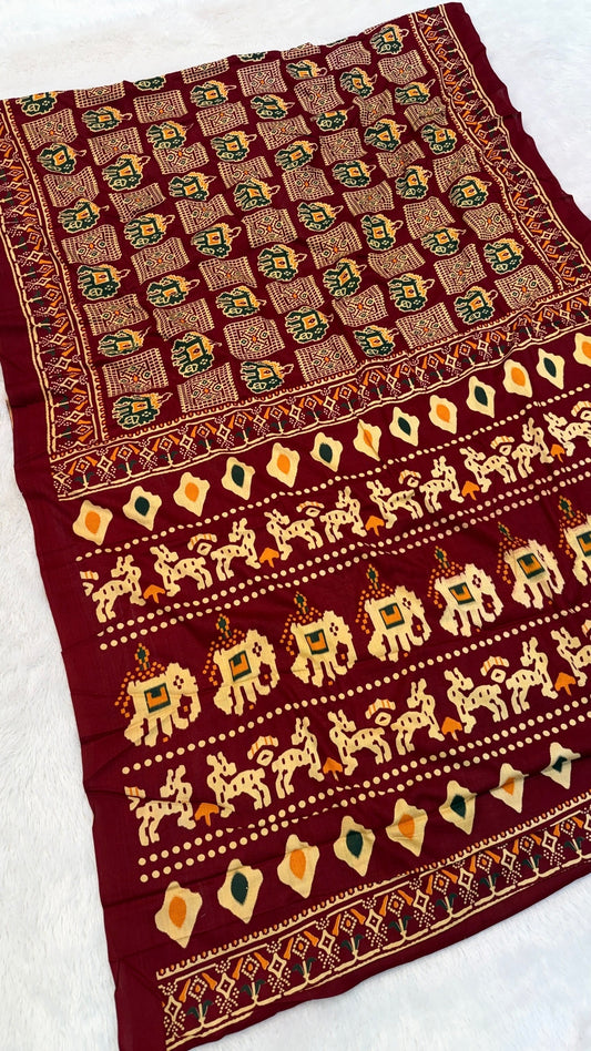 Patola Bandhej Saree (Rayon Silk)