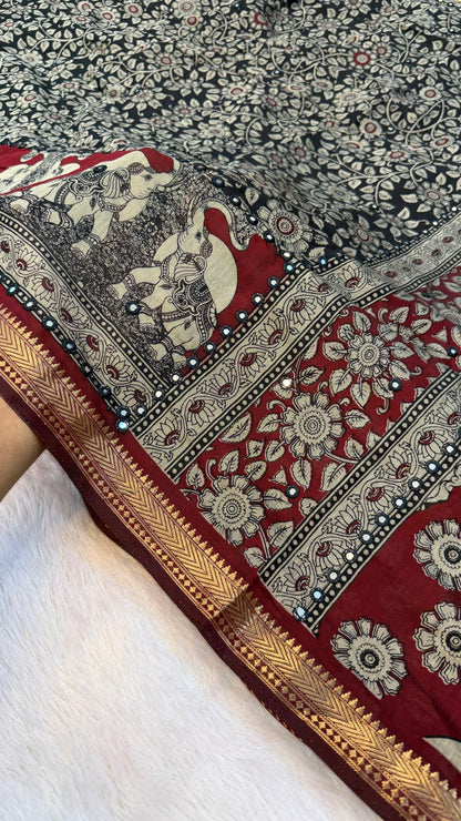 Pure Mul Cotten Mirror Saree