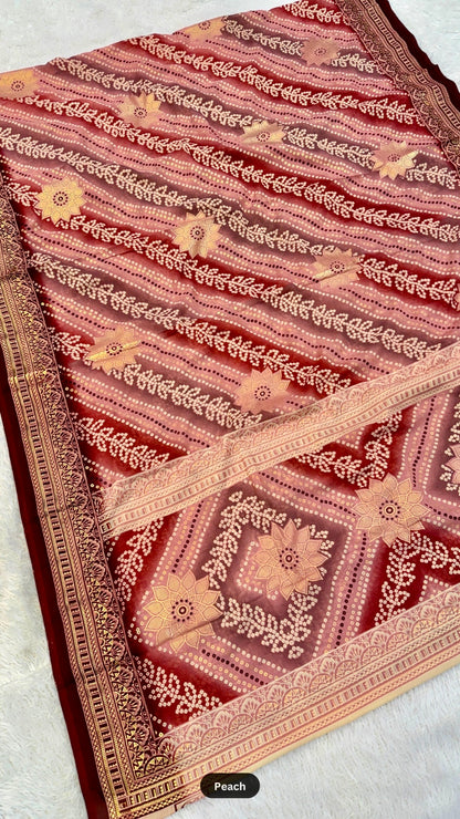 Floral Lehariya Saree