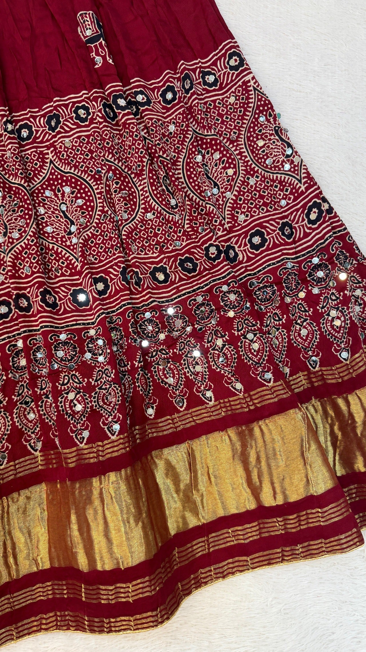 Royal Ajrakh Mirror Work Lehenga Choli Set
