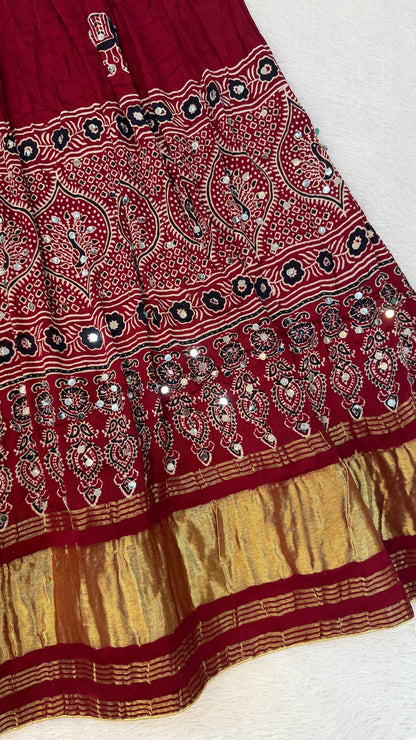 Royal Ajrakh Mirror Work Lehenga Choli Set