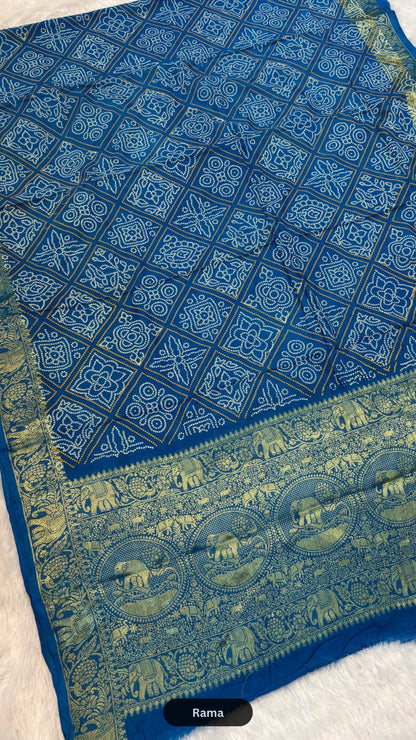 Royal Banarasi Gharchola Bandhani Saree (Gajratan)