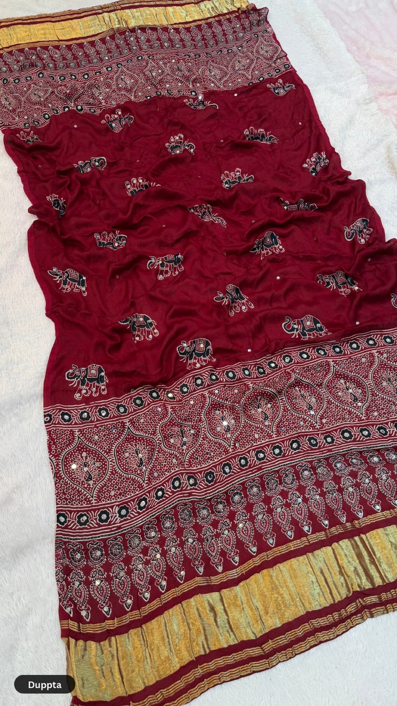 Royal Ajrakh Mirror Work Lehenga Choli Set