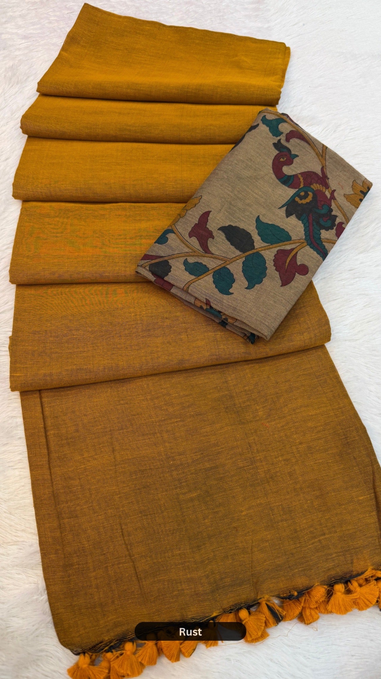 Handloom Plain - Kalamkari Blouse Saree