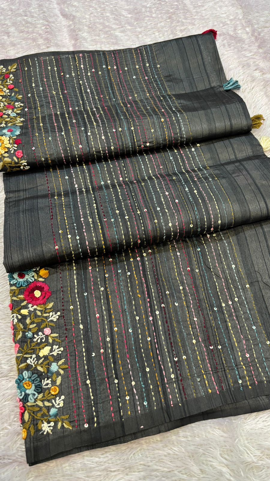 Hand Boutique French Knot Unn Work Saree (Vol.10)