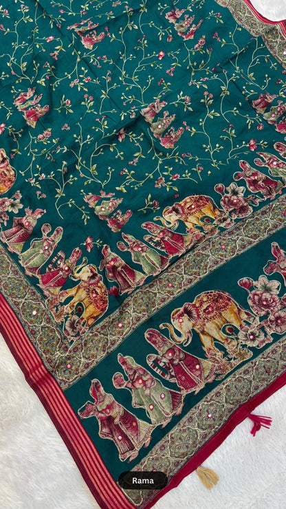 Trending Pure Mul Cotten Mirror Work Saree