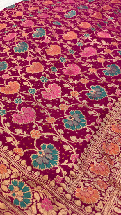 Exclusive Handwoven Original Neemzari Bandhani Saree (C)