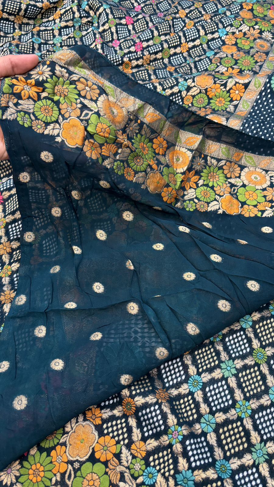 Original Minakari Bandhej Weaving Saree (Blue Reel Color)