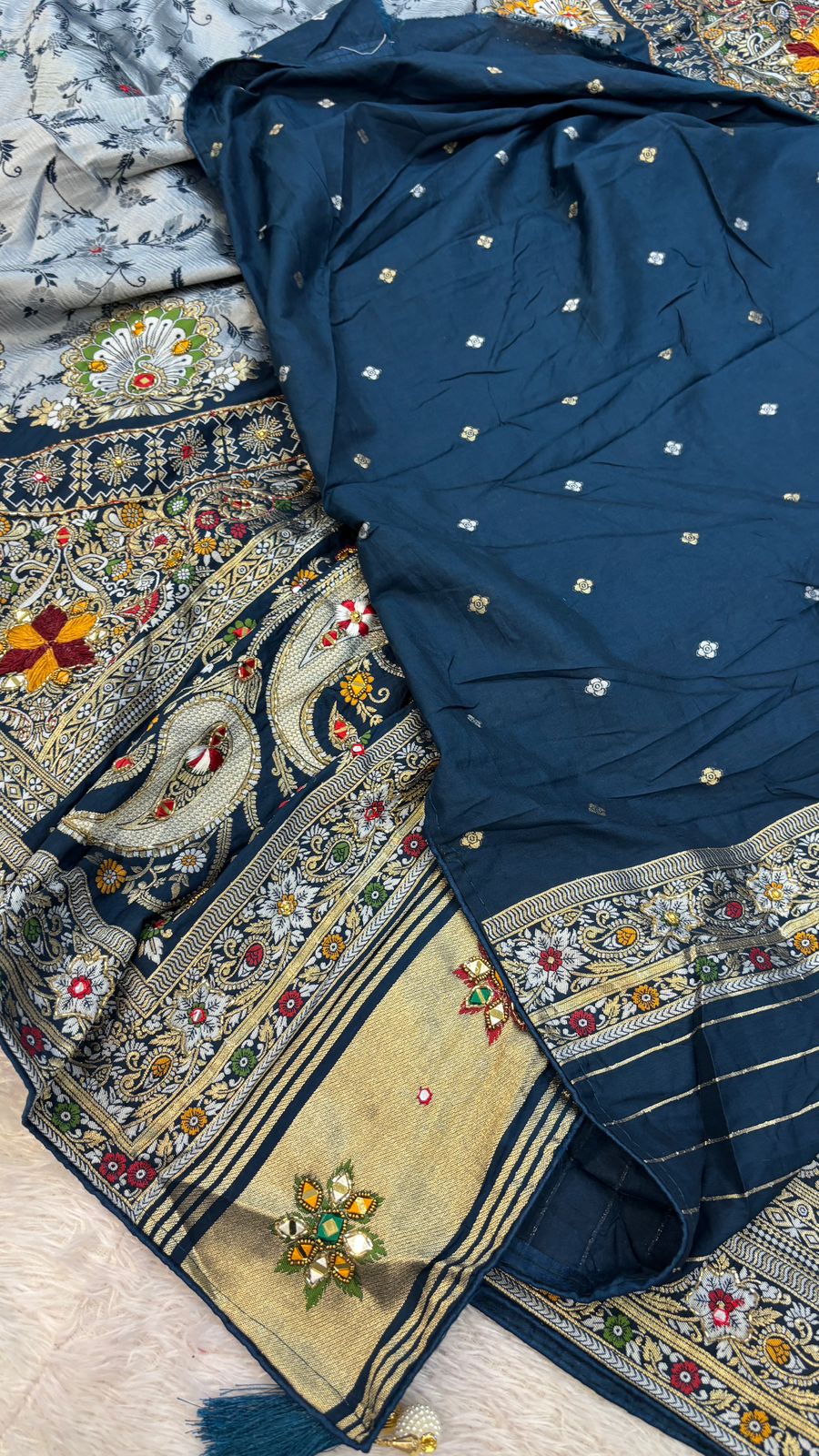 Antique Work, Marriage Season Saree (Blue)