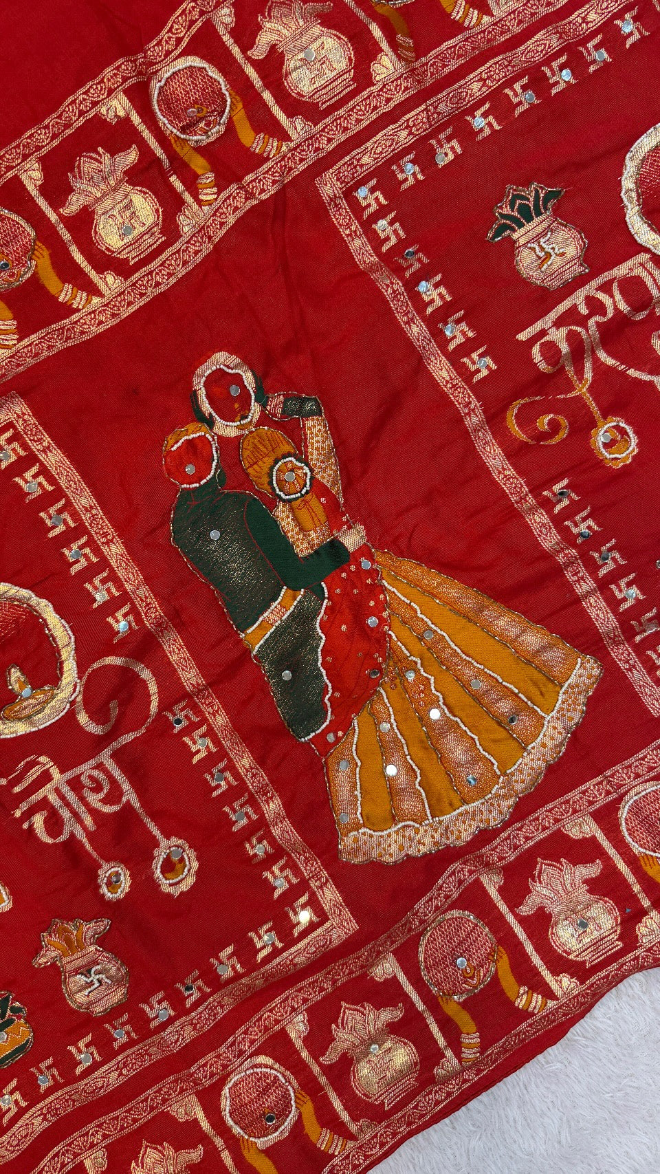 Real Handwork Karva Chauth Saree - Red