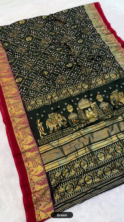 Gharchola Bandhej Rajawadi Saree