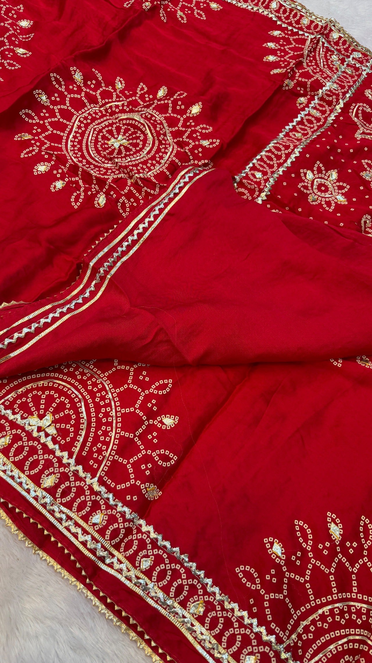 Royal Gottapatti Silk Bandhej Saree (RED-VS)