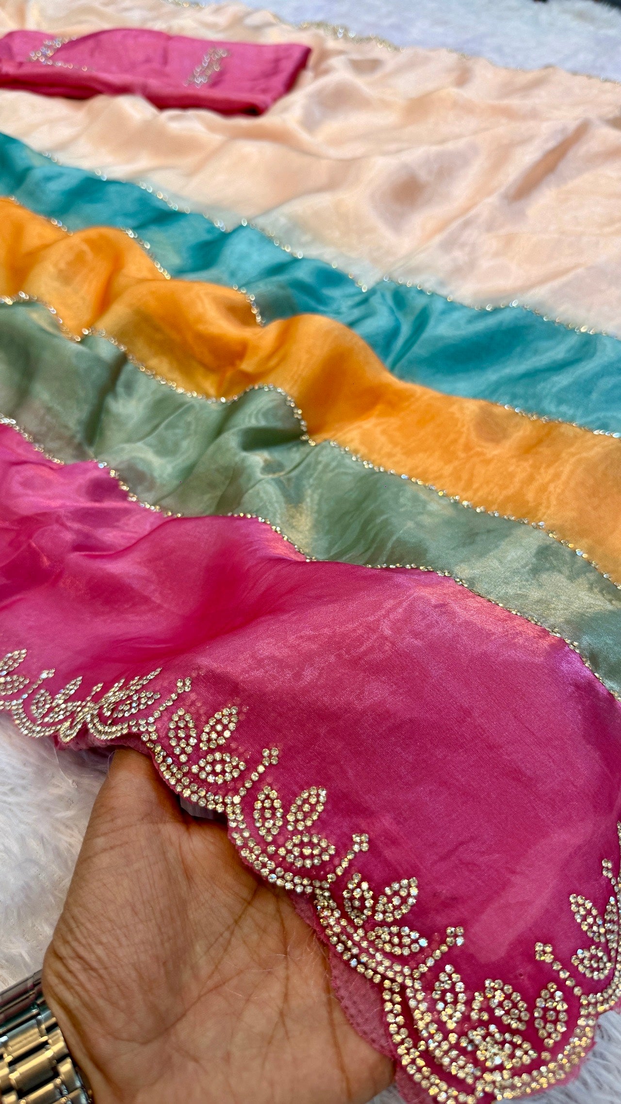 Luxurious Tri-Shade Cocktail Saree