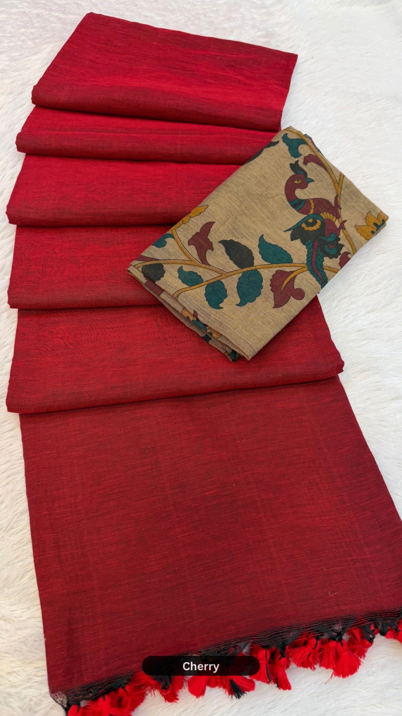 Handloom Plain - Kalamkari Blouse Saree