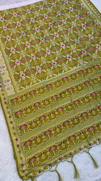 Patola Saree With Siroski Work - Trending Lime