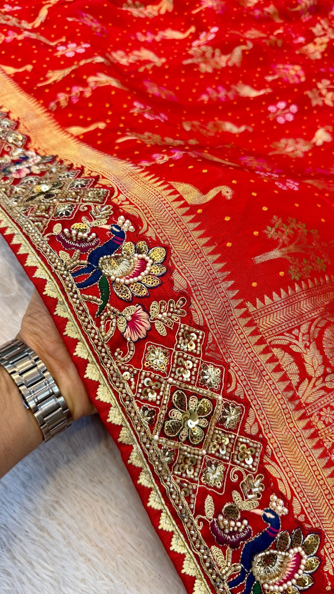 Laal Pari - The Handloom Atelier Handwork Saree (Mayur Vatika)