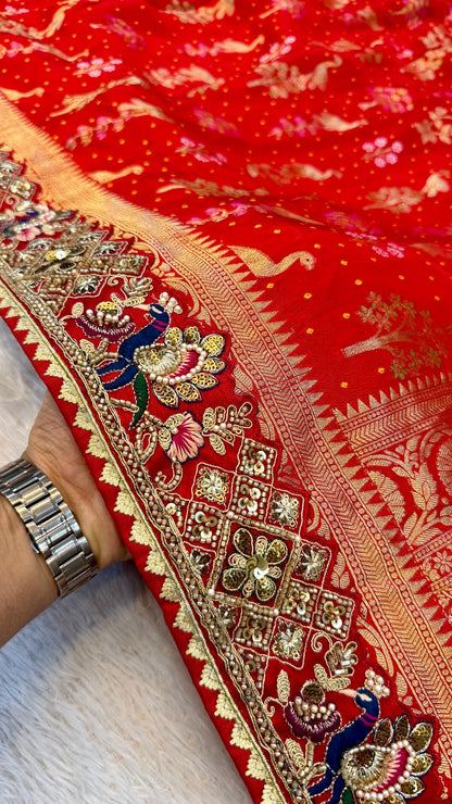 Laal Pari - The Handloom Atelier Handwork Saree (Mayur Vatika)