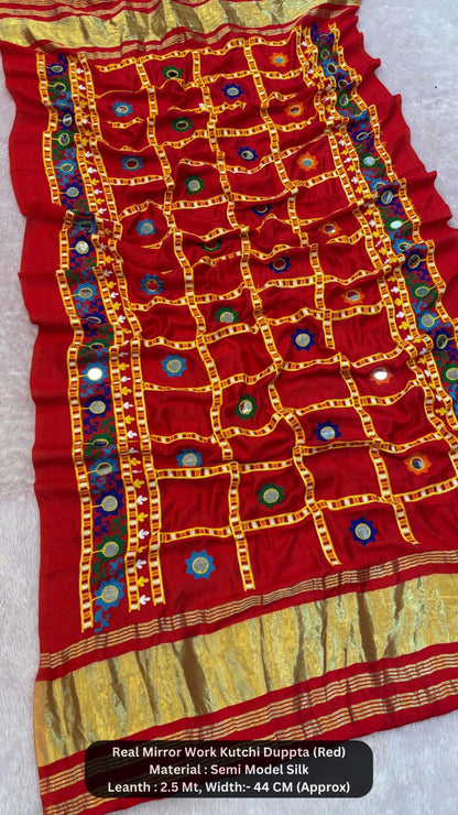Real Mirror Kutchi Work Duppta (70+ Original Mirror)