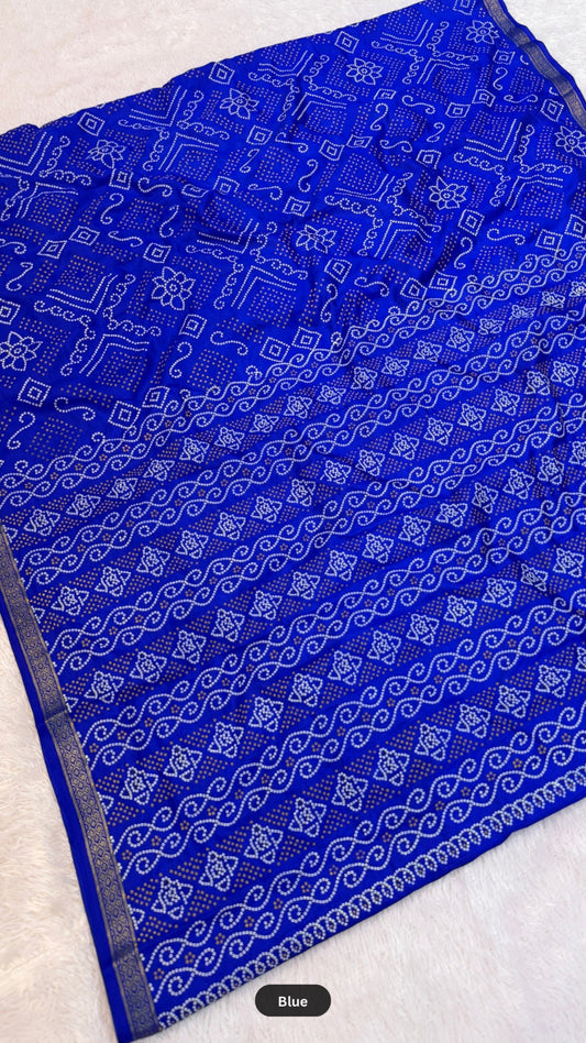 Art Silk Shikari Bandhani Saree