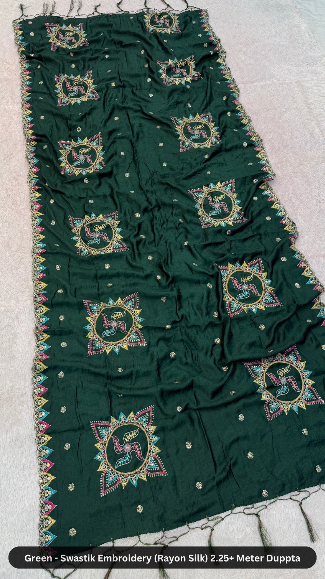 Swastik Embroidery Work Duppta