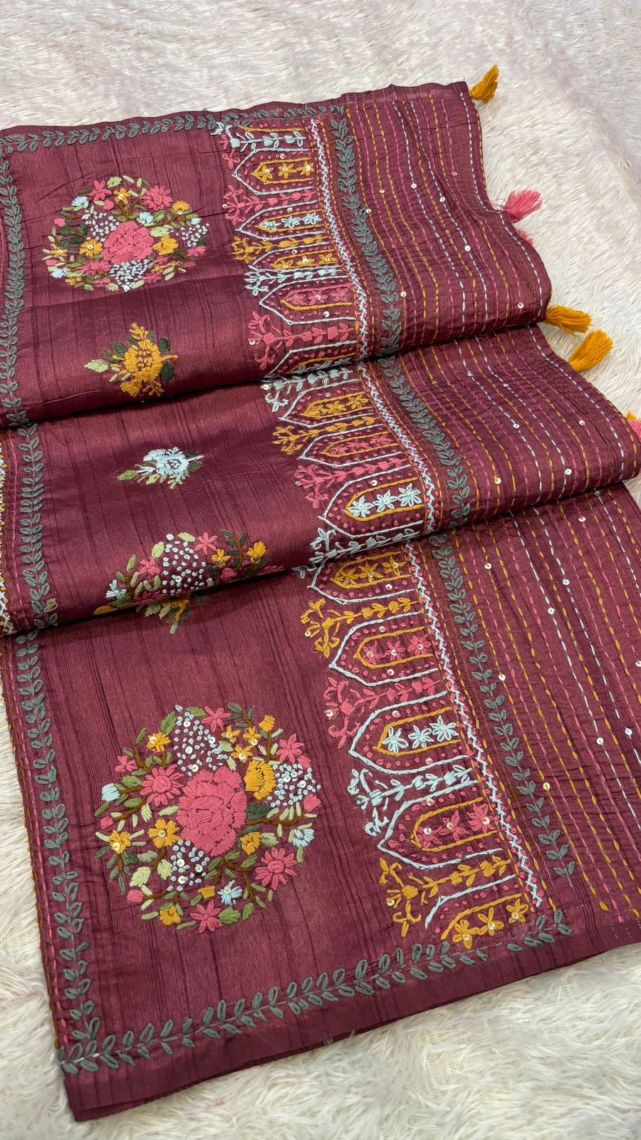 Hand Boutique French Knot Unn Work Saree (Vol.11)