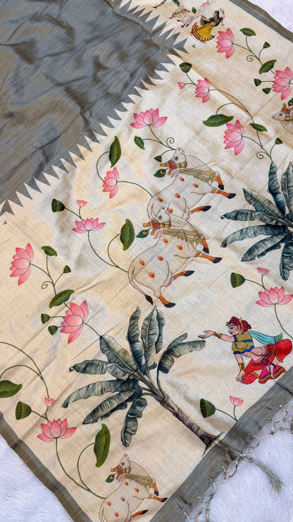 Tusser Silk Kalamkari Saree Vol.14