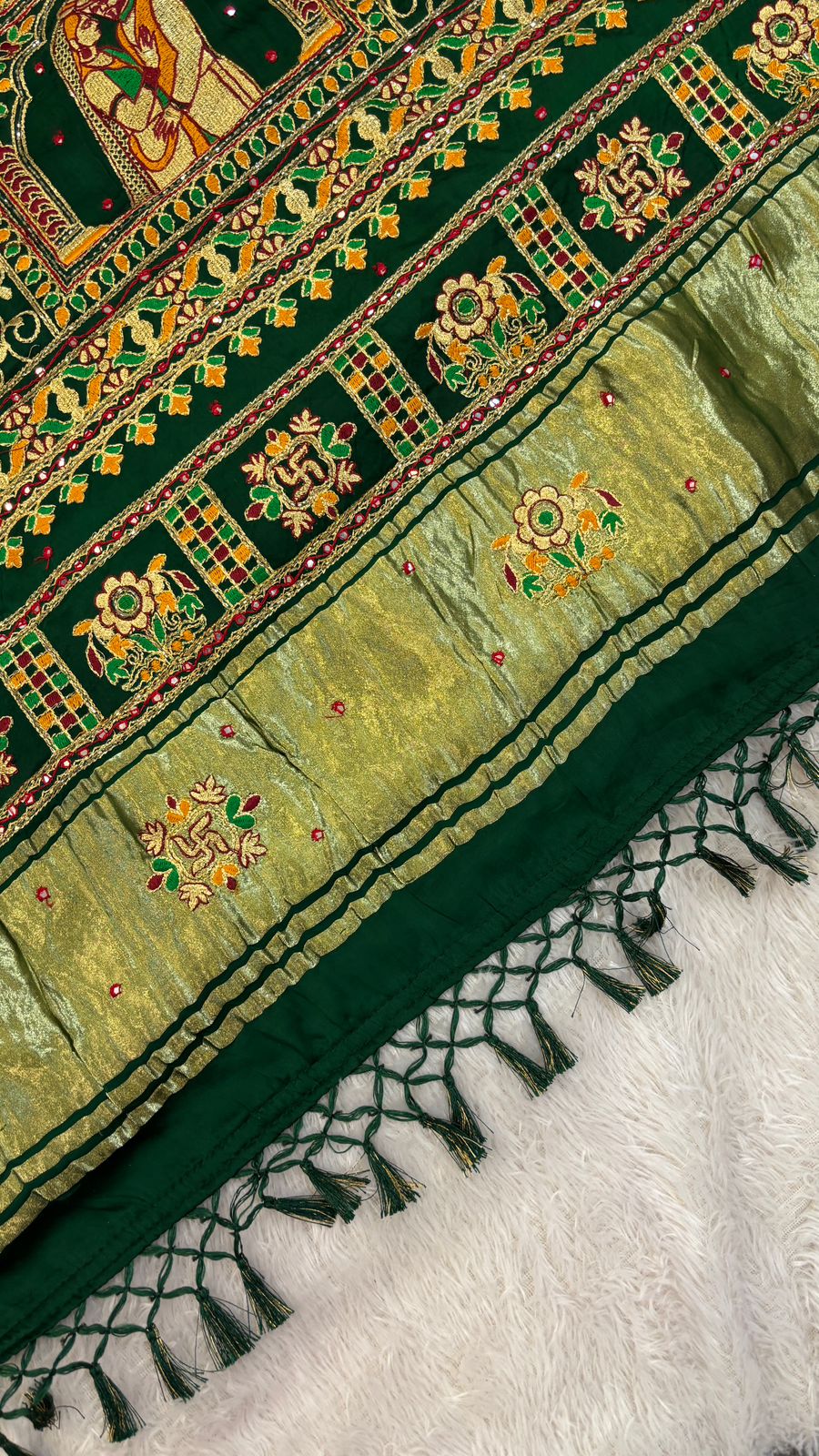 Traditional Gharchola Saree (799 Green Maroon)