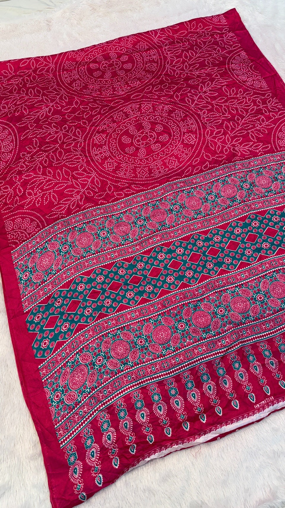 Ajrakh Bandhani Crush Saree