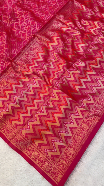 Soft Silk Jungalo Bandhani Saree