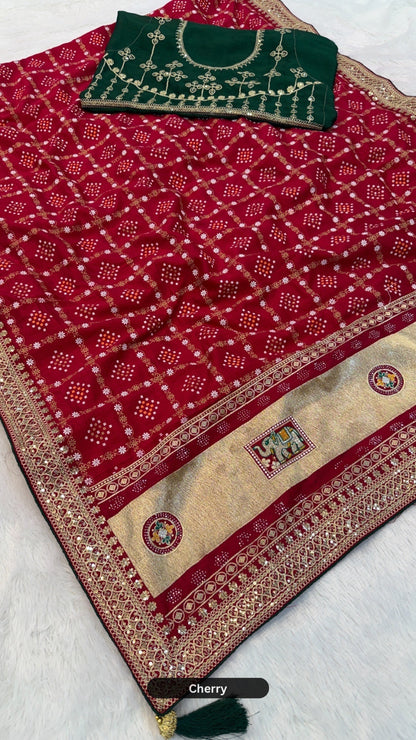 Wedding Special Rajwadi Gharchola Saree (Heavy Blouse) 2