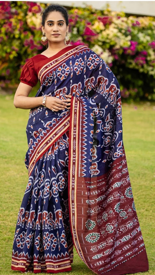 Ethnic Blue Patola Saree